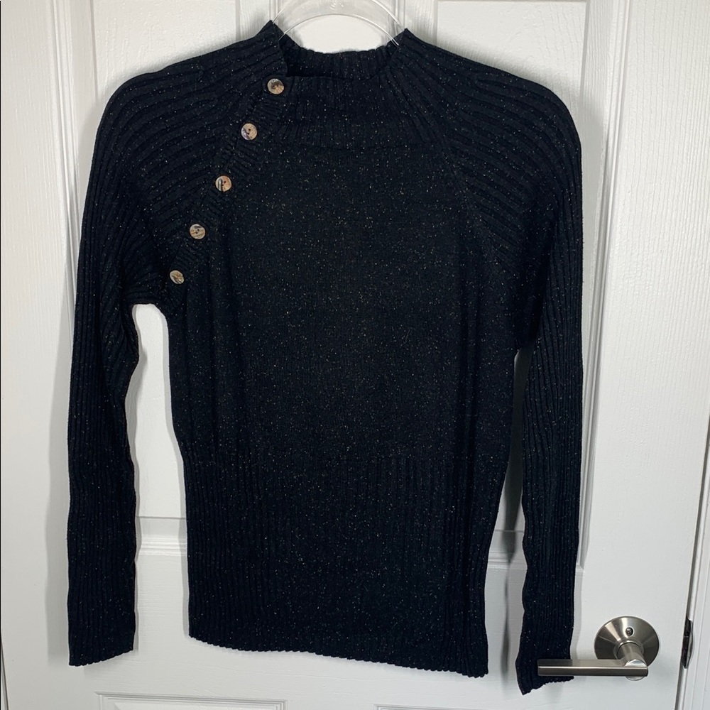 J Jill silk and cotton mock button neck sweater size medium tall